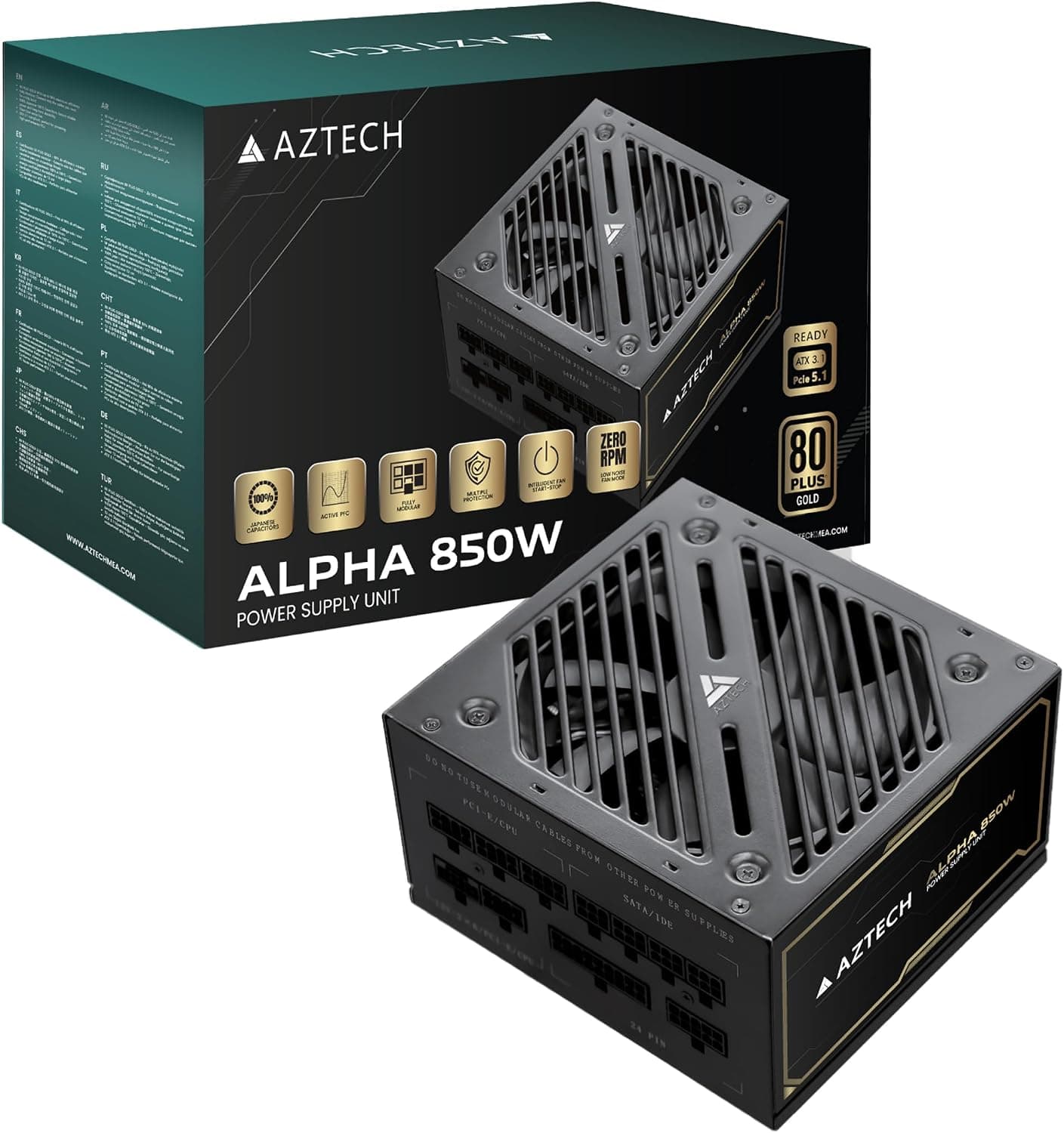 Power Supply Aztech A850M80P 850W Gold