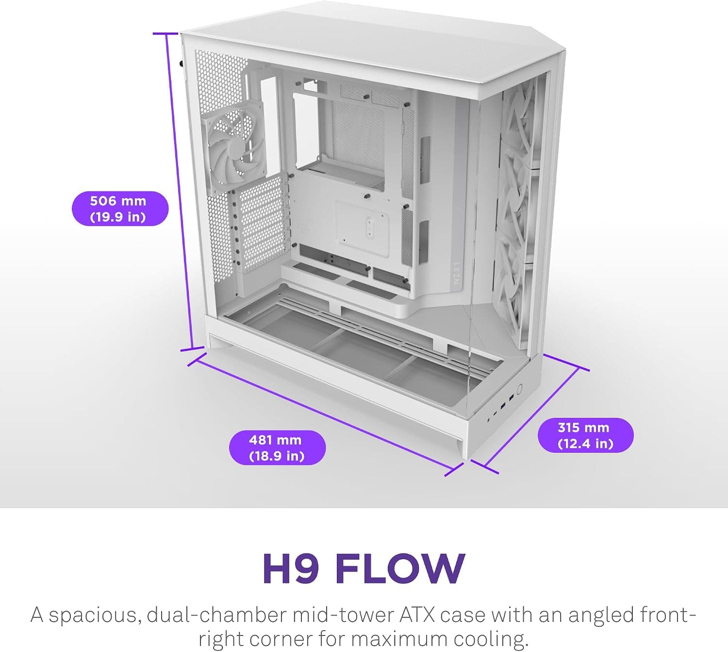 NZXT H9 FLOW RGB WHITE MID