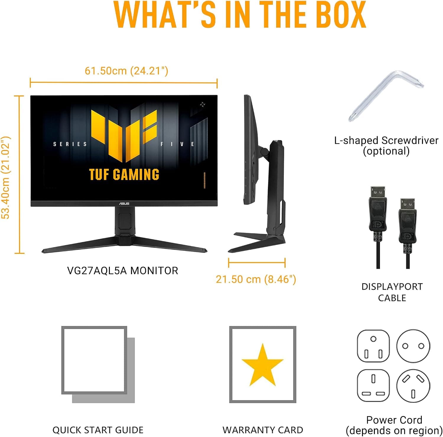 LED 27" ASUS VG27AQL5A TUF GAMING QHD 2560X144 IPS FLAT 210HZ 0.3MS